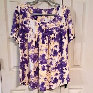Vibrant Purple and Cream Tie-Dye Blouse